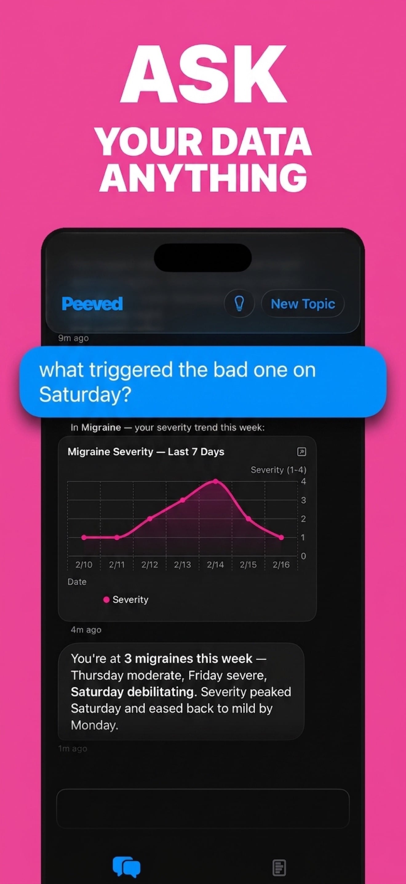 Peeved chat input structuring an entry